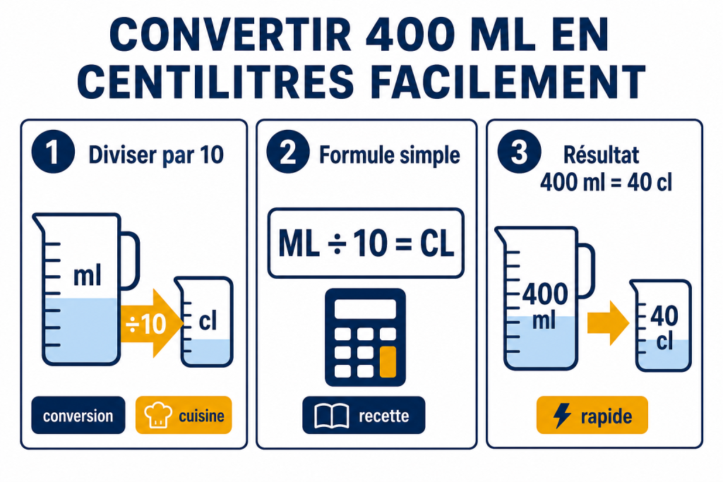 Convertir 400 ml en centilitres facilement
